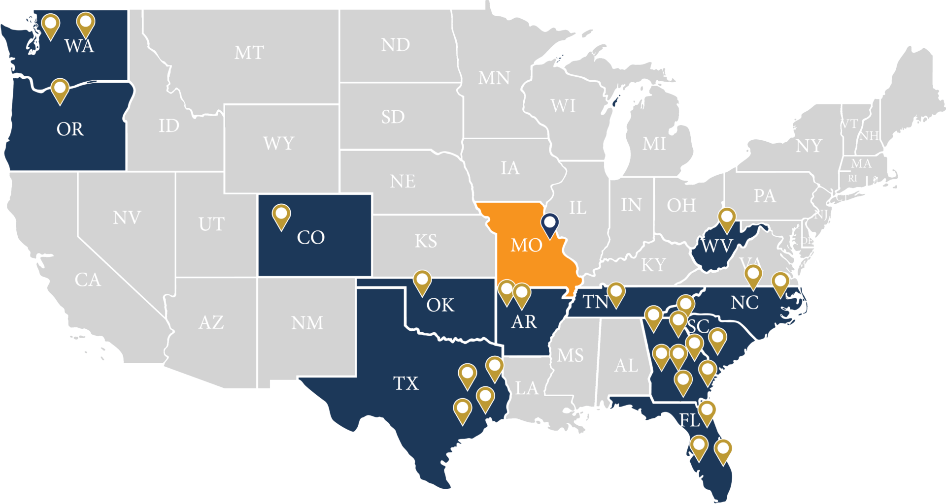 Spartan portfolio map across the United States